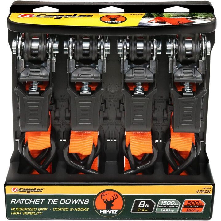 Allied International Cargoloc 1 Inch x 8ft Web Ratchet, Orange 4pk, large image number 3