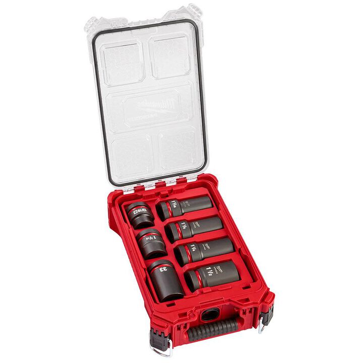 Milwaukee SHOCKWAVE Impact Duty 1 in Drive 7 Piece MM & SAE Wheel Service Socket PACKOUT Set