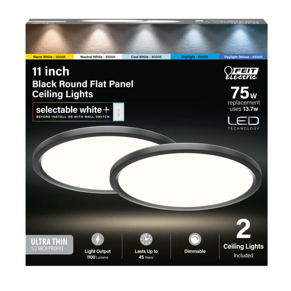 Feit Electric 1 Inch 13.7W 1100 Lumens LED Ceiling Light Fixture White, large image number 4