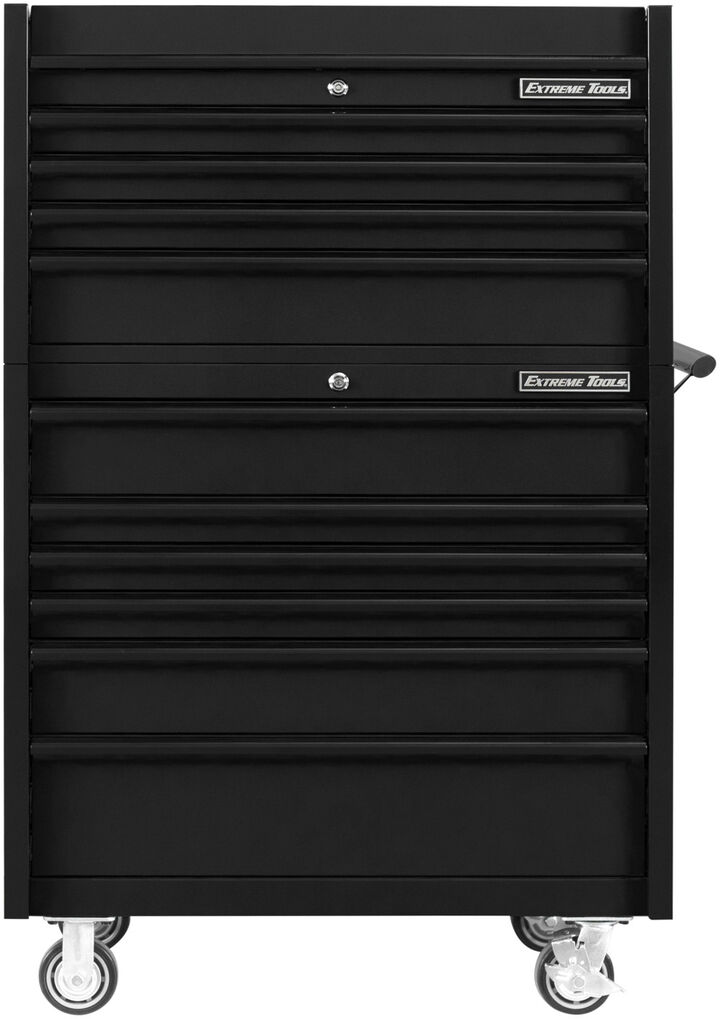 Extreme Tools DX Series 41 Inch W x 25 Inch D 4 Drawer Top Chest & 6 Drawer Roller Cabinet Combo Matte Black with Black Trim