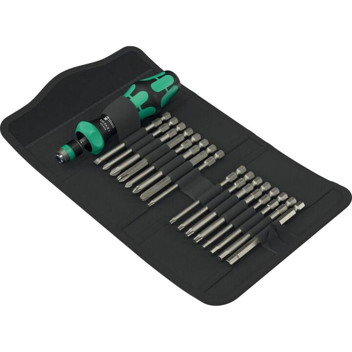 Wera Tools Kompakt 60 RA-R 1 Kraftform Screwdriver Bit Set, 17 Pieces
