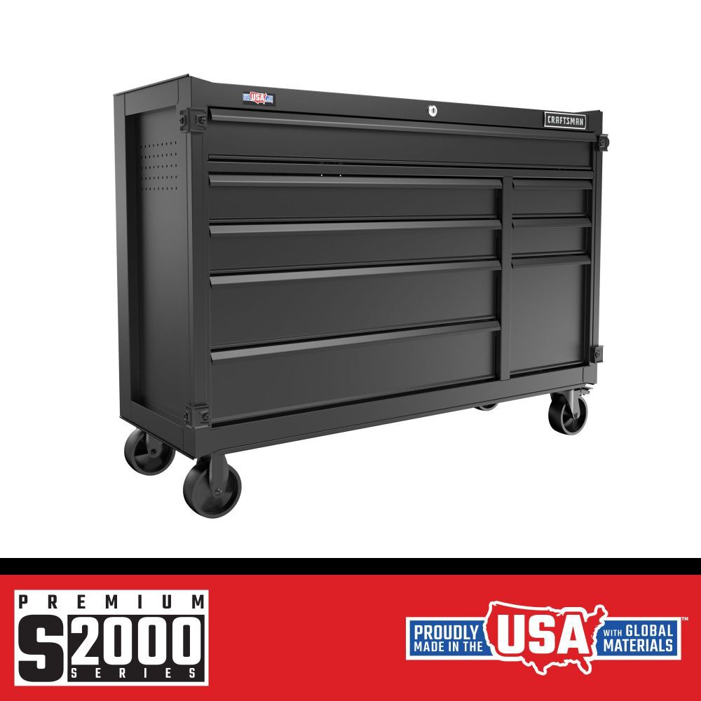 CRAFTSMAN S2000 Series 52 Inch Wide 8-Drawer Rolling Tool Cabinet, Black, large image number 2