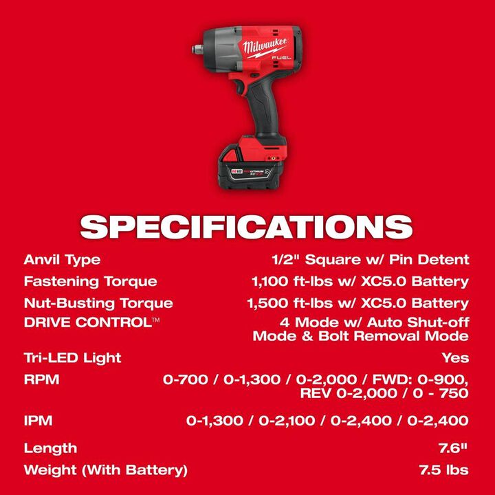 Milwaukee M18 FUEL 1/2in HighTorque Impact Wrench & Grease Gun Combo Kit, large image number 8