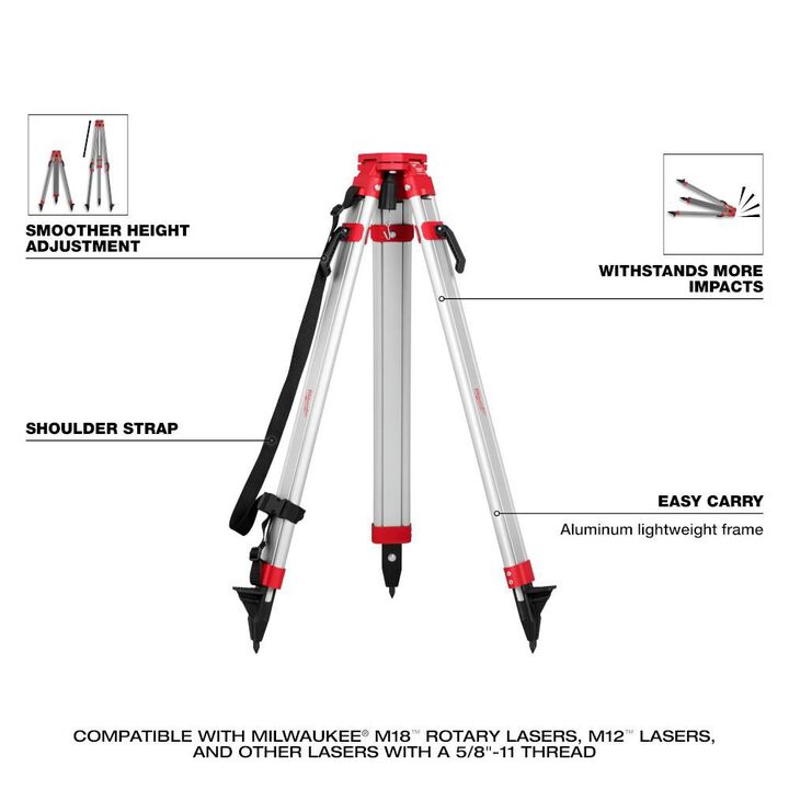 Milwaukee M18 Red Exterior Rotary Laser Level Kit with Receiver, Tripod, & Grade Rod, large image number 6