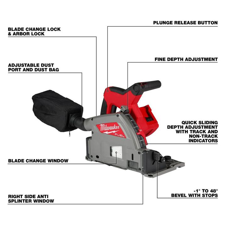 Milwaukee M18 FUEL  6-1/2 Inch Plunge Track Saw (Bare Tool) Reconditioned, large image number 6