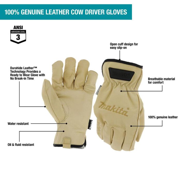 Makita Driver Gloves Genuine Leather Cow XL, large image number 10