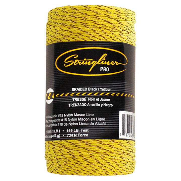 Stringliner #18 Construction Replacement Roll Braided Black/Yellow 1000 ft