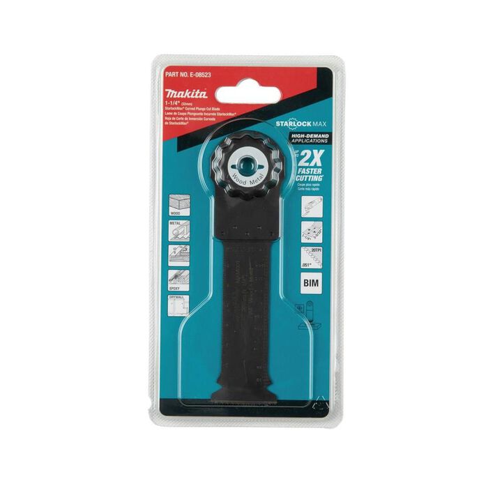 Makita StarlockMax Oscillating Multi Tool 1 1/4in Bi Metal Curved Plunge Cut Blade, large image number 2
