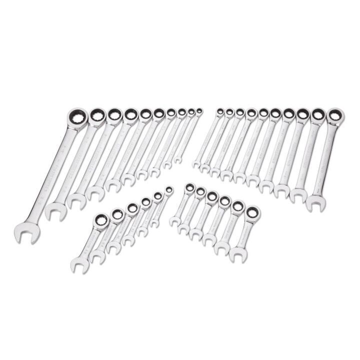 GEARWRENCH 72-Tooth 12 Point SAE/Metric Standard/Stubby Combination Ratcheting Wrench Set, 32 Pieces