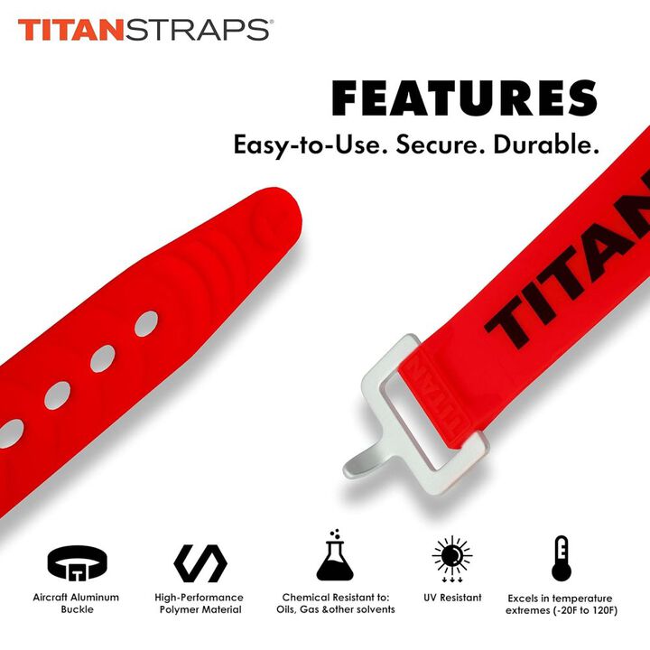 Titan Straps 20 Inch Red Polymer 70 Lbs Utility Strap with Aluminum Buckle, large image number 1