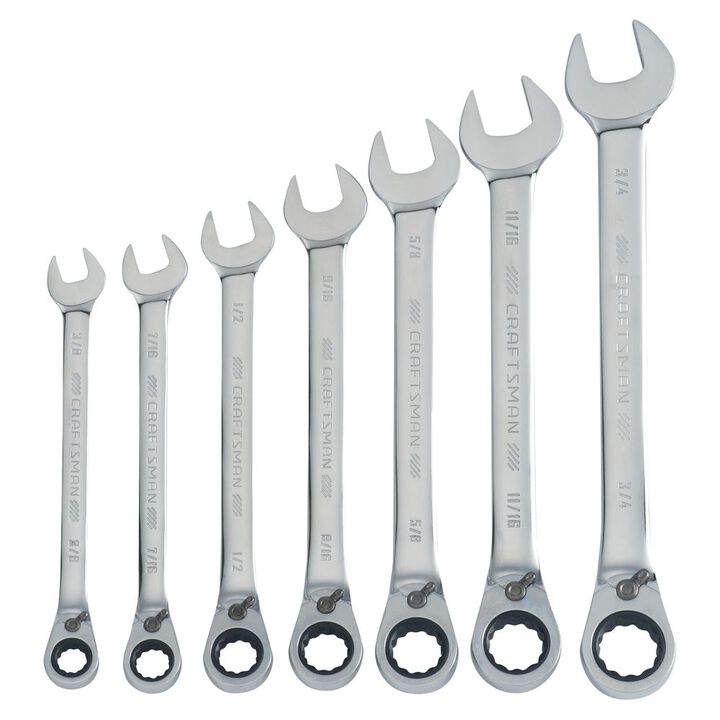 CRAFTSMAN SAE Reversible Ratcheting Wrench Set, 7 Piece