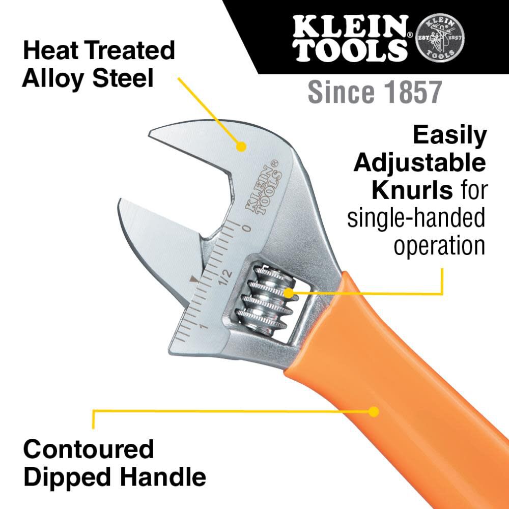 Klein Tools 12 Inch Adjustable Wrench, large image number 2