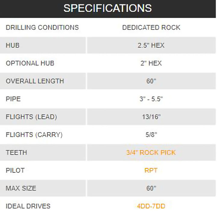 Digga North America 12in Dedicated Rock Auger, large image number 2