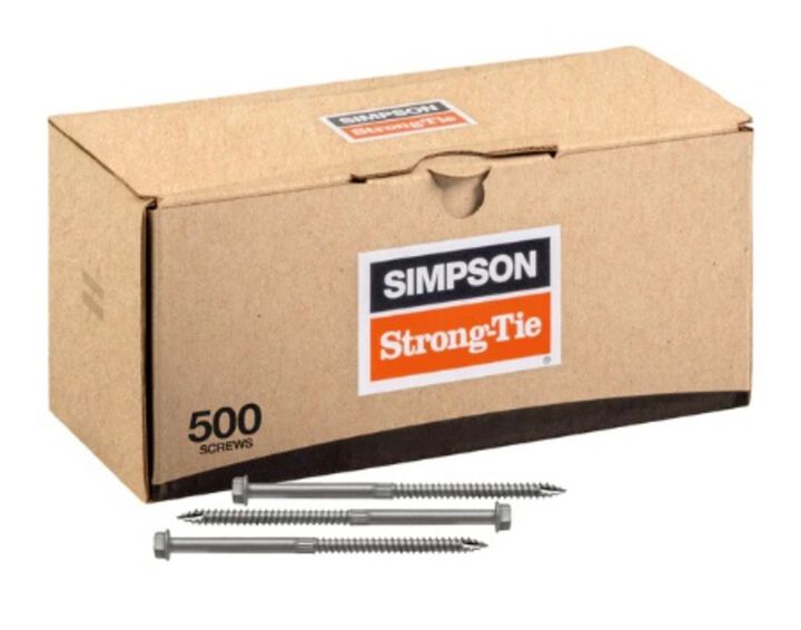 Simpson Strong-Tie 3/8 Inch Hex Drive x 5 Inch Steel SDS Heavy-Duty Connector Screw 500 Pieces