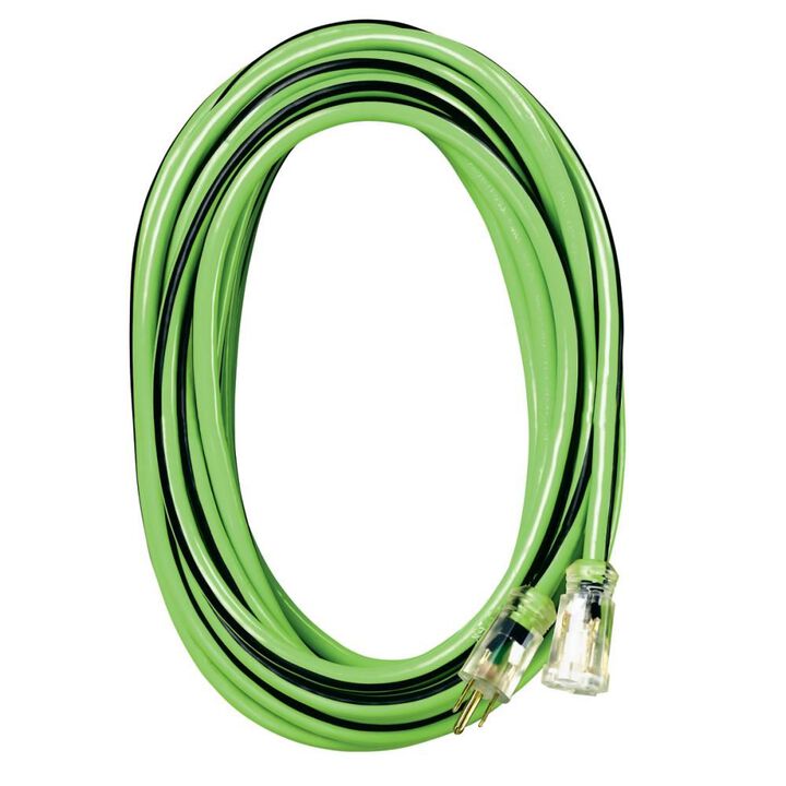 Voltec 100 Ft. 12/3 SJTW Green/Black U-Ground Kwik Kustom Extension Cord
