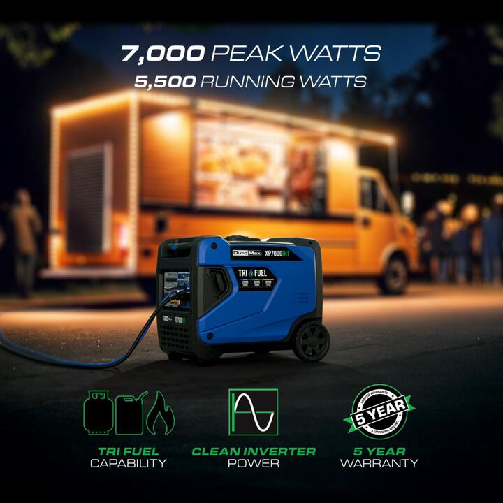 Duromax 7000 Watt Tri Fuel 49 State Portable Inverter Generator with CO Sensor, large image number 1