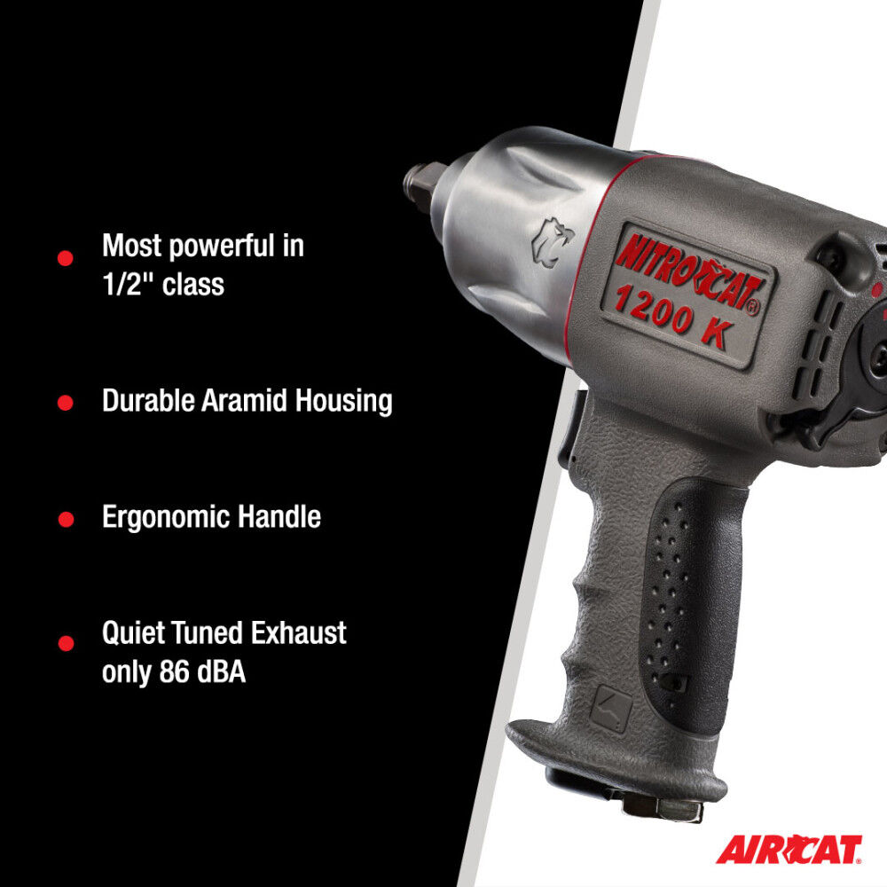 AIRCAT NITROCAT 1/2 Inch Twin Clutch Pneumatic Impact Wrench, large image number 3
