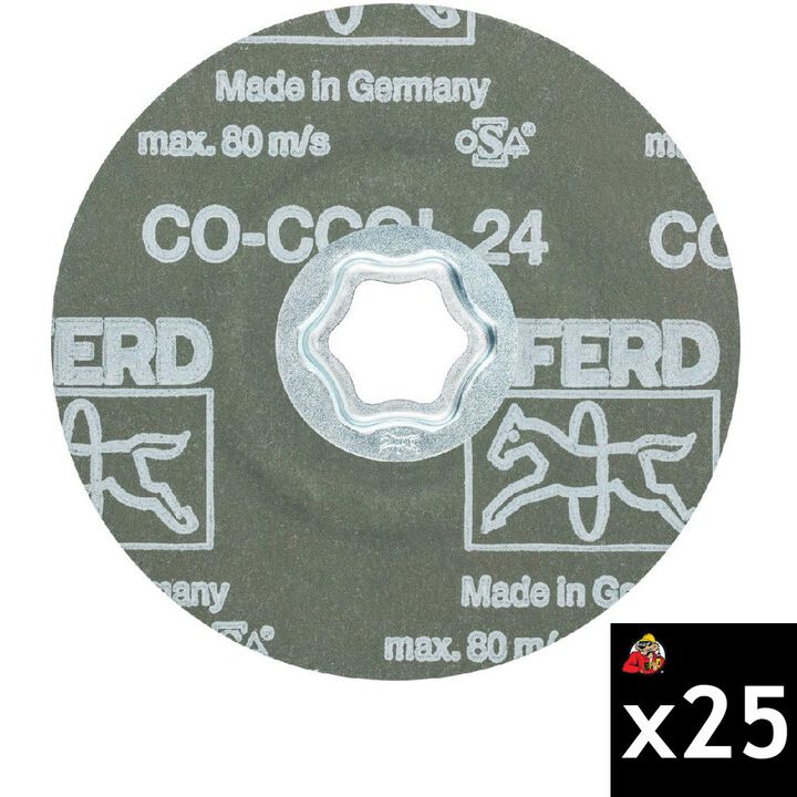 Pferd 4-1/2 Inch 24 Grit Ceramic Oxide CO-COOL Fiber Disc Bundle, 25 Pieces