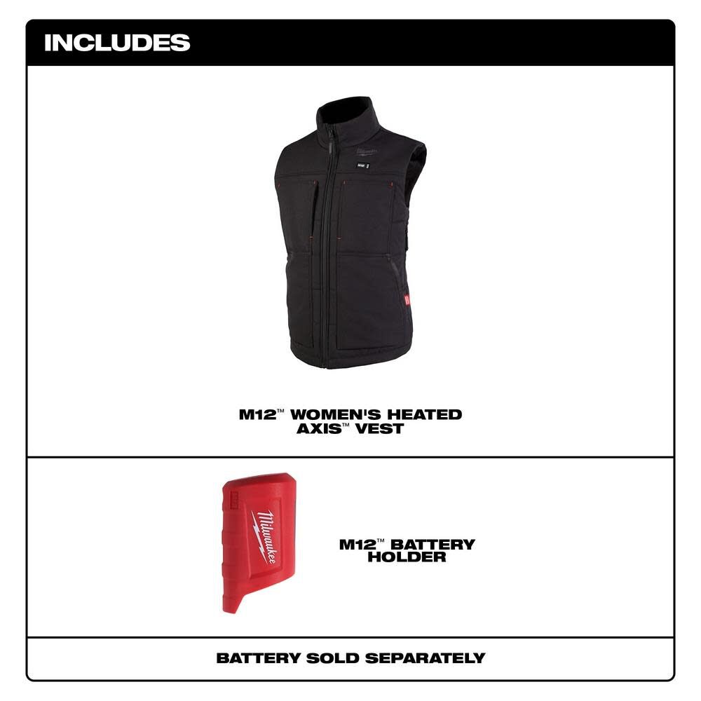 Milwaukee M12 Womens Heated AXIS Vest Black XL (Bare Tool), large image number 3
