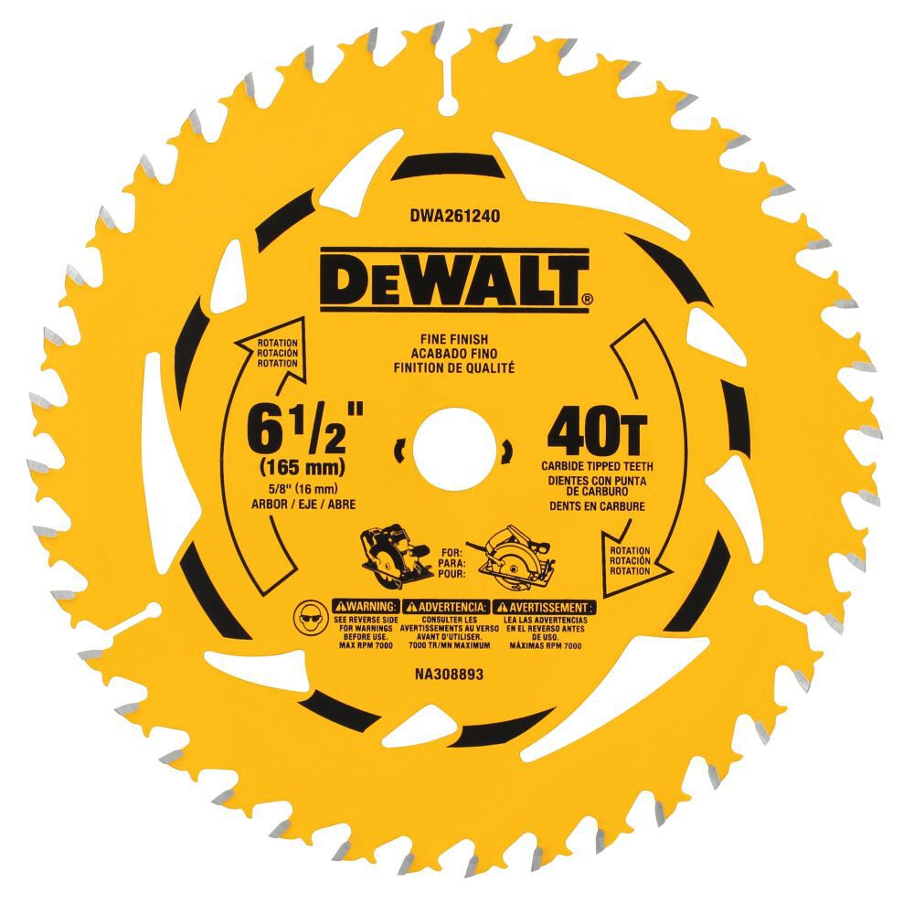 DEWALT 6-1/2 Inch 40T Circular Saw Blade, large image number 1