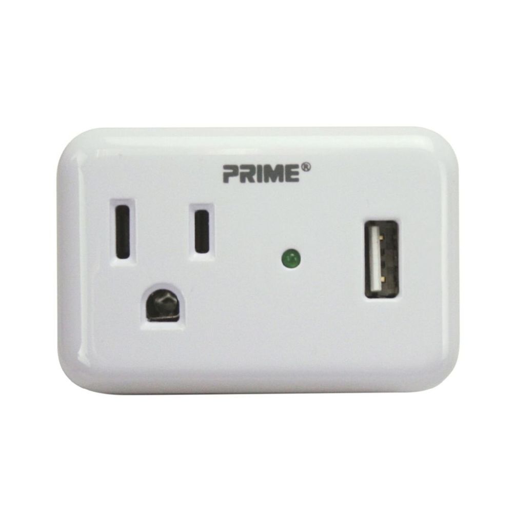 Prime 3 Prong 1 Outlet with 1 Port USB Charger, large image number 1