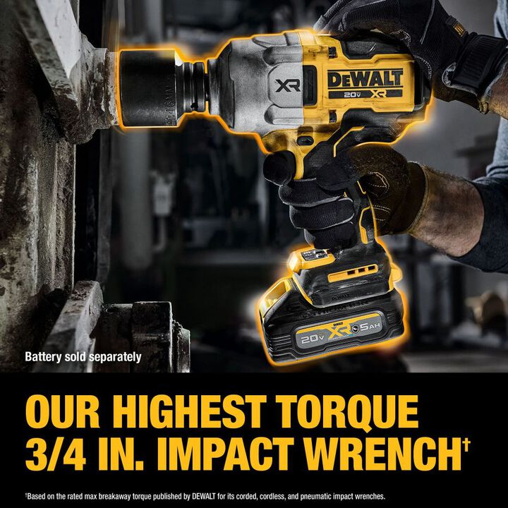 DEWALT 20V MAX XR 3/4 Inch Impact Wrench with Hog Ring (Bare Tool), large image number 3