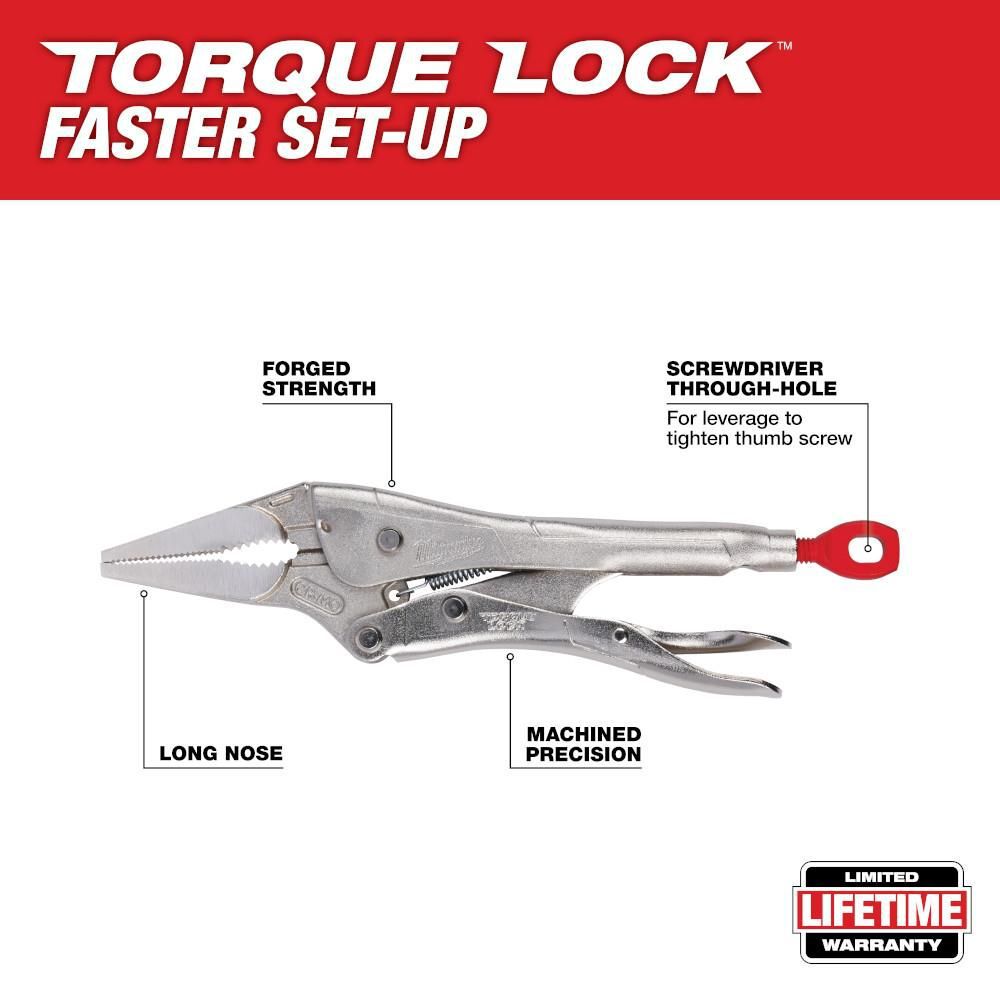 Milwaukee 10inch Curved Jaw & 6inch Long Nose Pliers Set, large image number 4