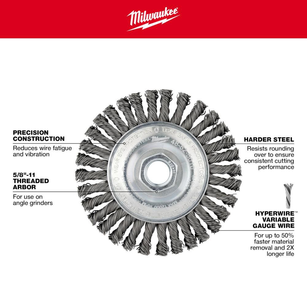 Milwaukee 4 In. 5/8-11 Carbon Steel Stringer Bead Wheel, large image number 3