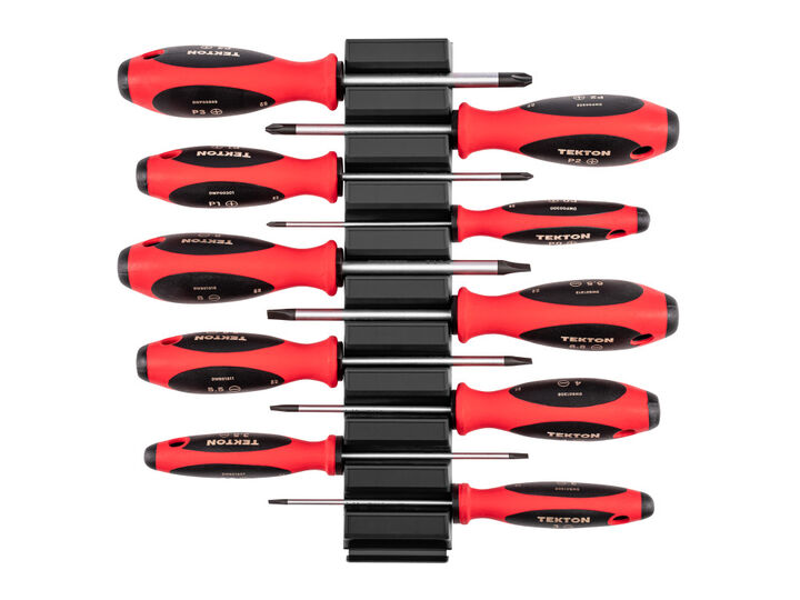 Tekton Phillips and Slotted Screwdriver Set with Organizer 10 Piece #0-#3 3-8 mm