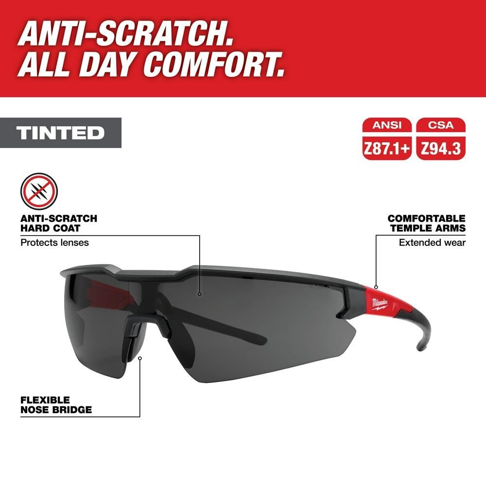 Milwaukee 3PK Safety Glasses - Tinted Anti-Scratch Lenses, large image number 2