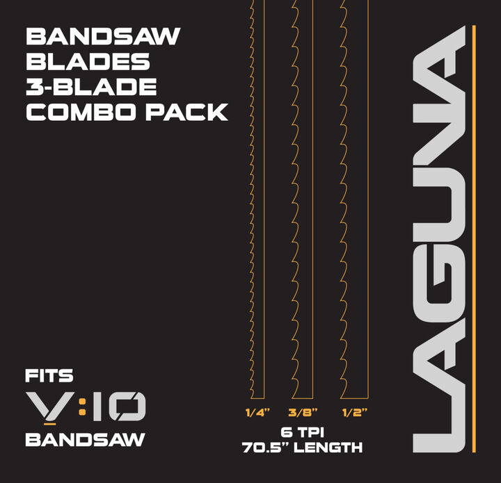 Laguna Tools 1/4 Inch, 3/8 Inch and 1/2 Inch x 70.5 Inch Bandsaw Blade Combo Pack