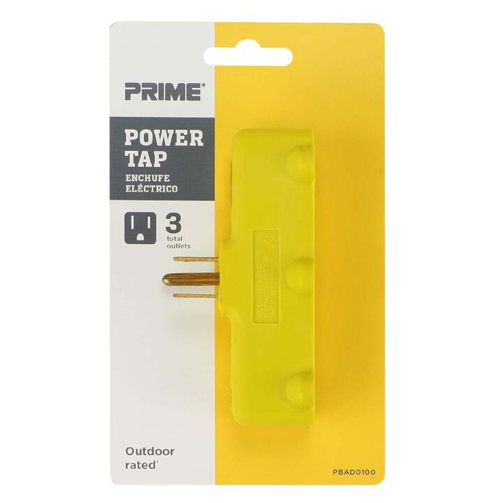 Prime 125V 1875W 15A 3-Outlet Yellow Triple Tap Adapter