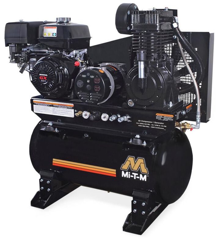 Mi T M 14,000 Watt Gas Powered 49-State Stationary Air Compressor (30 gal)/Generator