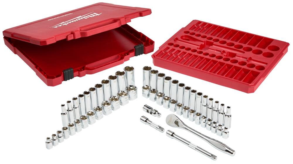 Milwaukee 106pc 1/4In & 3/8In Dr SAE/Metric Mechanics Socket Set Bundle, large image number 2