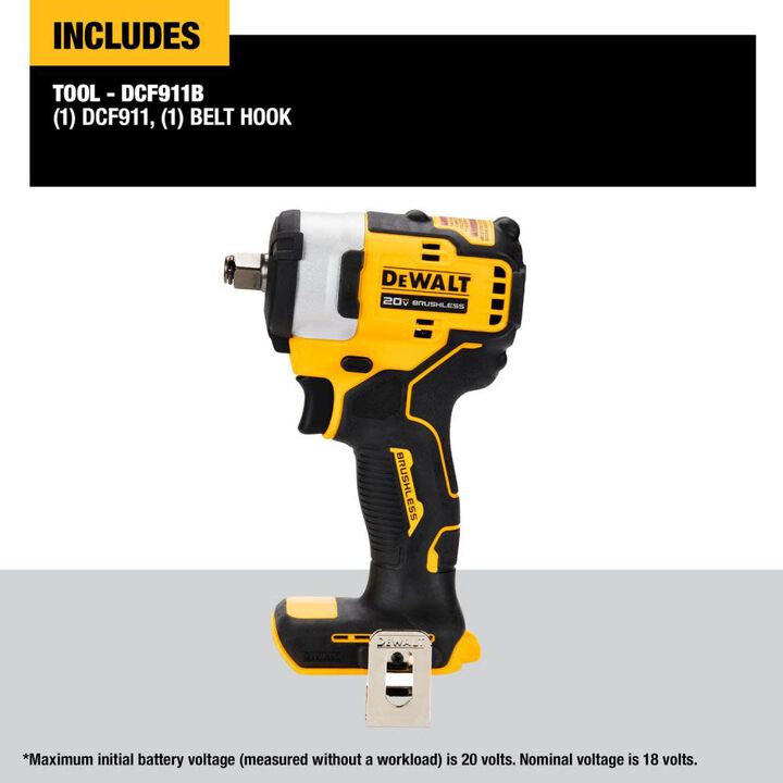 DEWALT 20V MAX 1/2 Inch Impact Wrench Hog Ring Anvil & XR Battery 2 Pack Bundle, large image number 6
