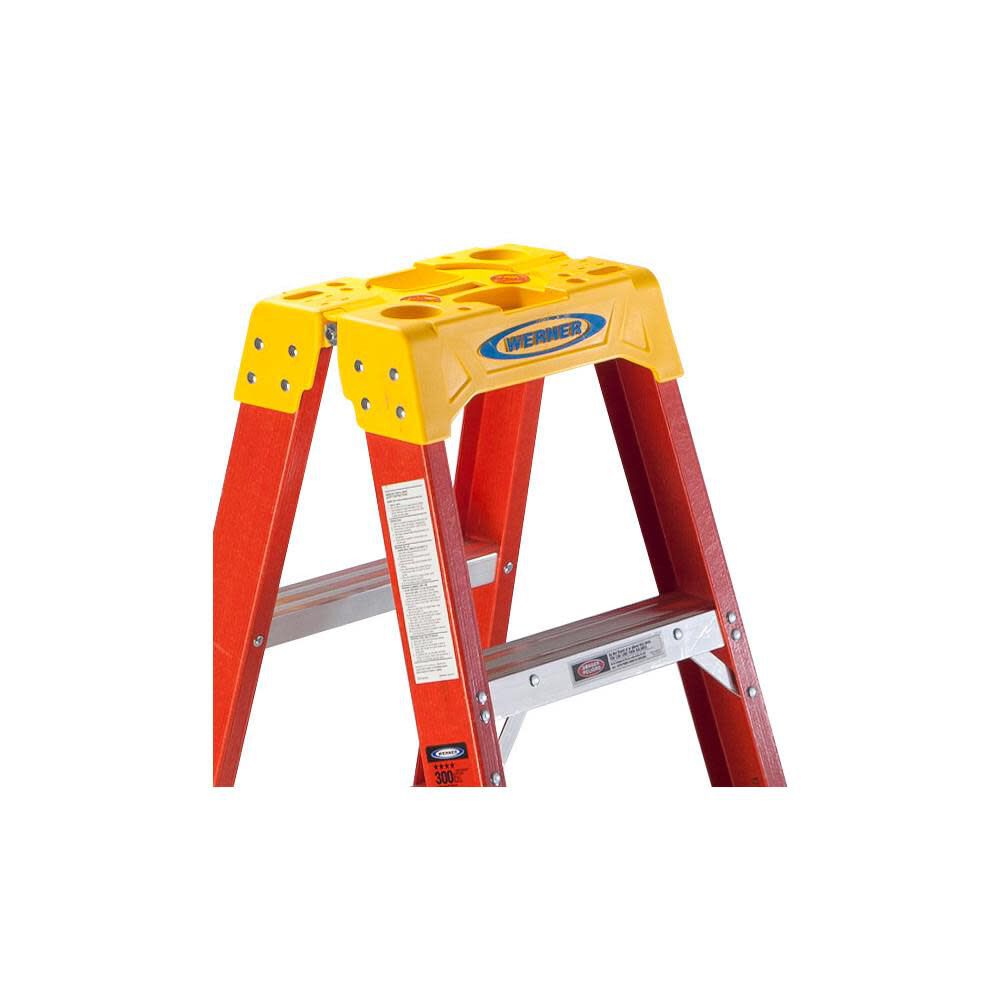 Werner 6-ft Fiberglass 300-lb Type IA Twin-Step Ladder, large image number 3