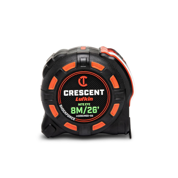 Crescent Lufkin 1-1/4 Inch x 8 M/25 Ft. SHOCKFORCE NITE EYE Tape Measure