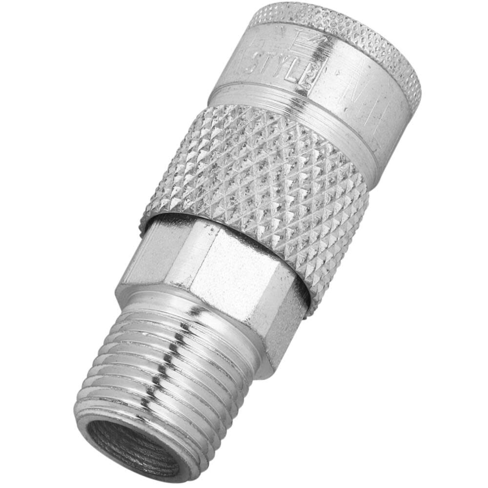 Milton 3/8in MNPT Tru flate/Parker T Style Quick Connect Steel Coupler, large image number 2