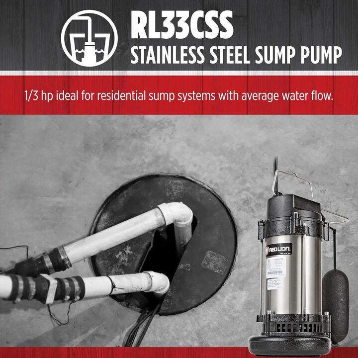 Red Lion 1/3HP 2800 GPH Sump Pump with Float Switch, large image number 4