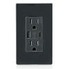Leviton 15A 125V 5-15R Black Outlet with USB Type A/C Charger, small image number 3