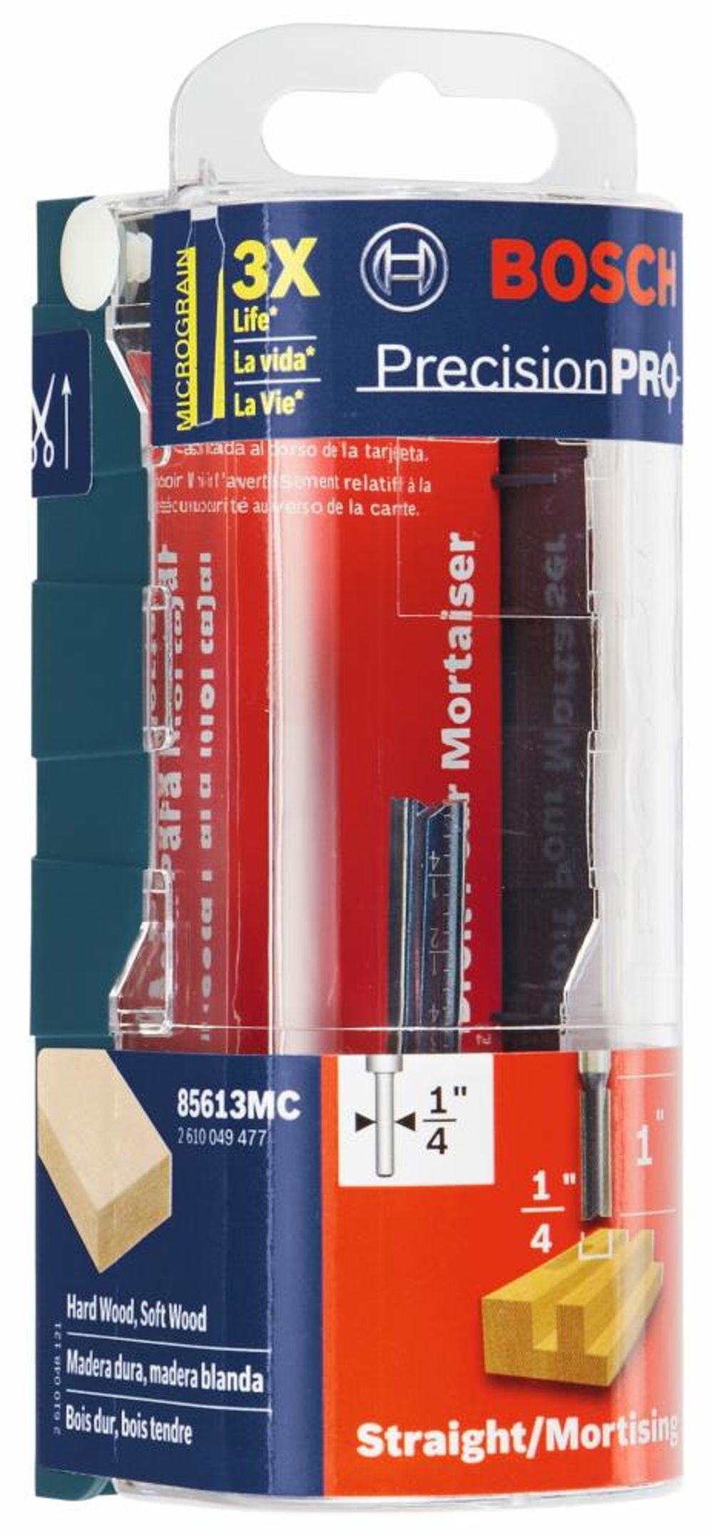 Bosch 1/4in x 1in Carbide Tipped Double Flute Straight Router Bit, large image number 2