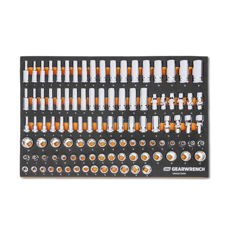 GEARWRENCH 104 Piece 3/8 Inch Drive Master Metric Socket Set in Foam Storage Tray