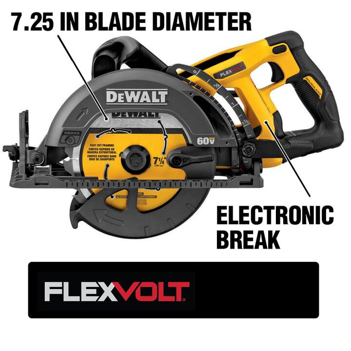 DEWALT 60V MAX 7-1/4 Inch Cordless Saw & 9 Ft. Pocket Tape Measure Bundle, large image number 2