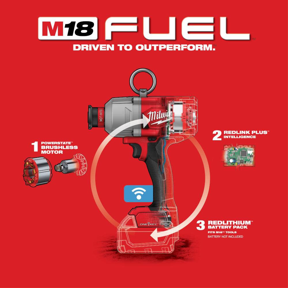 Milwaukee M18 FUEL 7/16inch Hex Utility High Torque Impact Wrench with ONE-KEY Reconditioned (Bare Tool), large image number 6