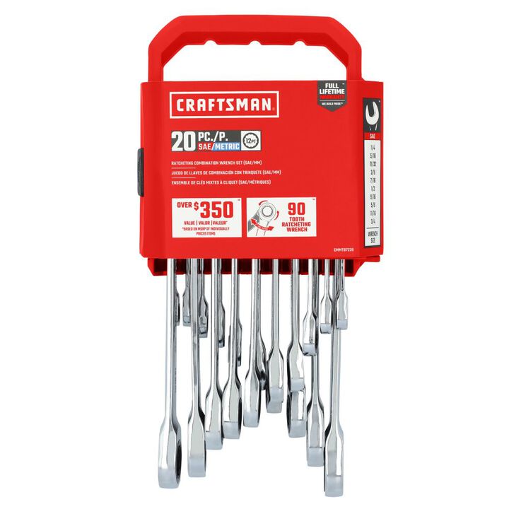 CRAFTSMAN SAE & Metric Ratcheting Combination Wrench Set 20 Pieces, large image number 7