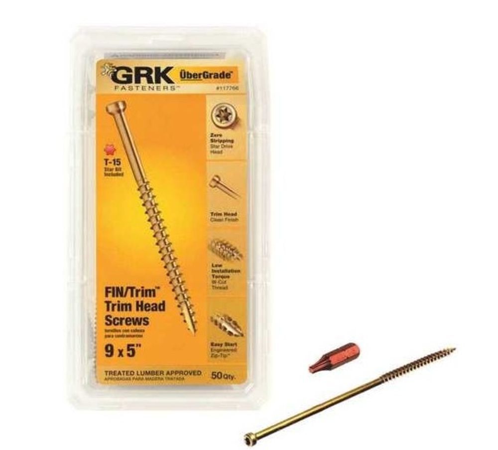 GRK Fasteners FIN/Trim Head Screws #9 x 5in 50pk, large image number 1