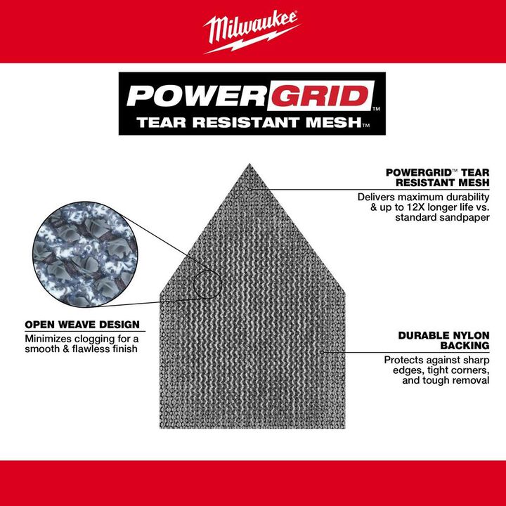 Milwaukee 120 Grit Mesh Sanding Sheets for M12 Orbital Detail Sander 12pk, large image number 3