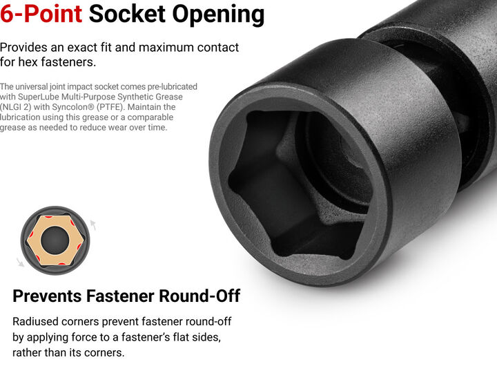 Tekton 3/8 Inch 6 Point U-Joint Impact Socket Set, (1/4-1 Inch, 6-24 mm), large image number 4