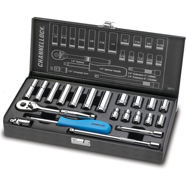 Channellock 1/4 Inch Drive SAE Socket Set 21 Pieces