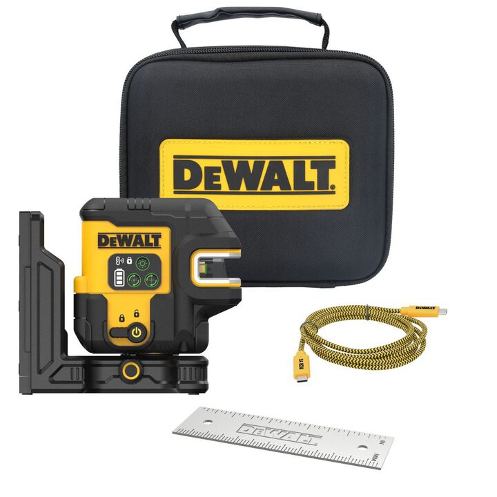 DEWALT USB Rechargeable Green 2 Spot & Cross Line Laser Base Kit
